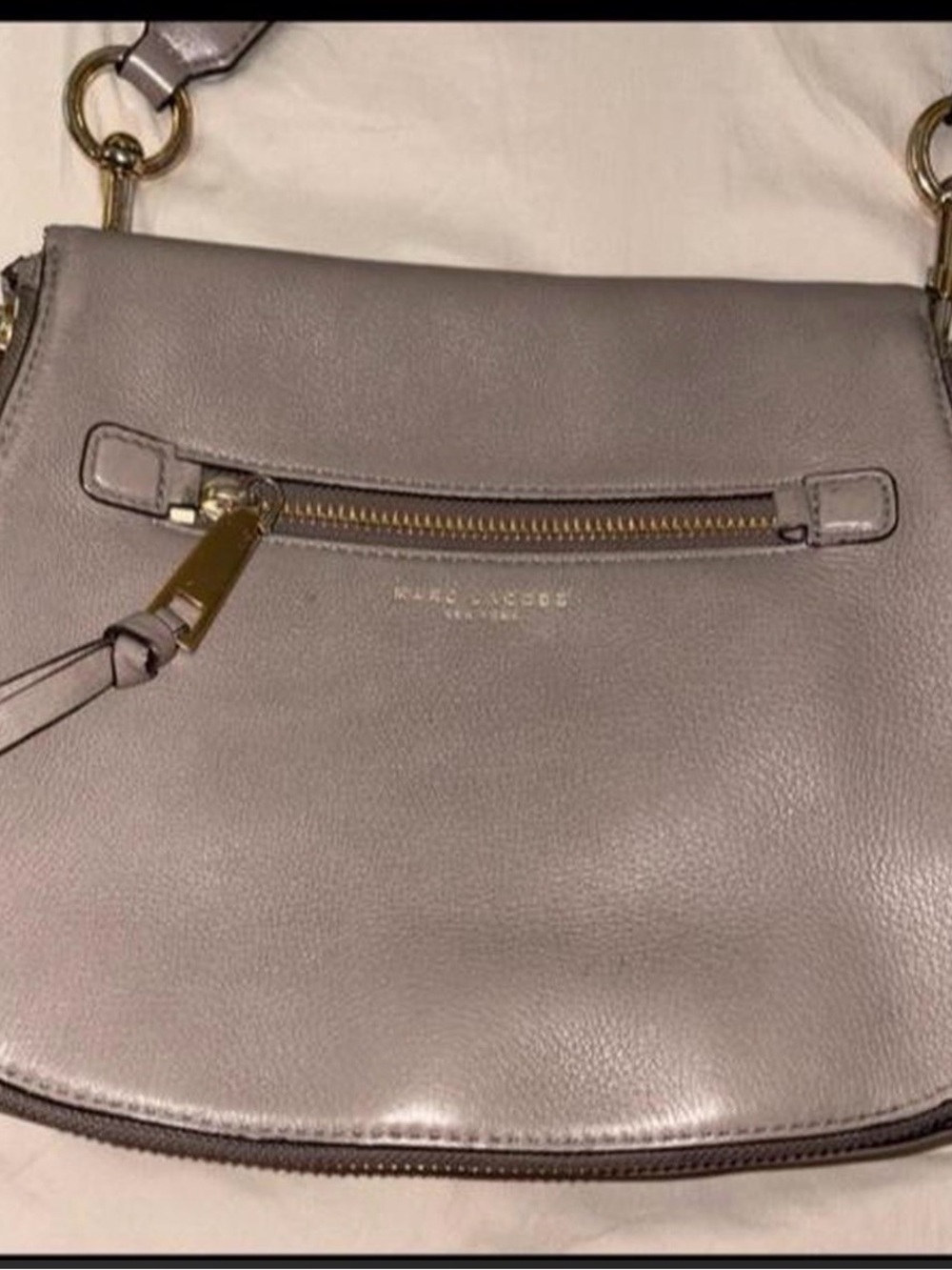 Marc Jacobs Taupe Crossbody Saddle Bag with Front Zip - Picture 3 of 7